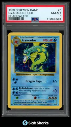 1999 POKEMON BASE SET SHADOWLESS 6/102 GYARADOS HOLO PSA 8 - Image 1