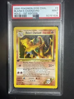 2000 POKEMON GYM CHALLENGE HOLO-1ST ED #2 BLAINE'S CHARIZARD PSA 9 - Image 1