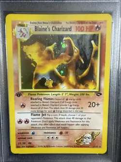 2000 POKEMON GYM CHALLENGE HOLO-1ST ED #2 BLAINE'S CHARIZARD PSA 9 - Image 2