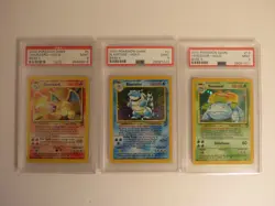 Charizard Blastoise Venusaur Base Set 2 Holo Trio PSA 9 Pokemon - Image 1