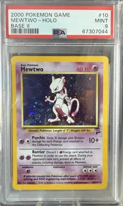 Pokemon Mewtwo Base Set 2 Holo Rare #10 PSA 9 Mint - Image 1
