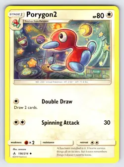 Porygon 156/214 2019 S&M Unbroken Bonds Pokemon Card Sowsow Uncommon - Nm - Image 1