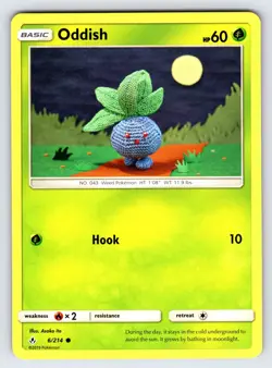 Oddish 6/214 S&M Unbroken Bonds Pokemon Card Asako Ito Non Holo Common - Nm/Vlp - Image 1