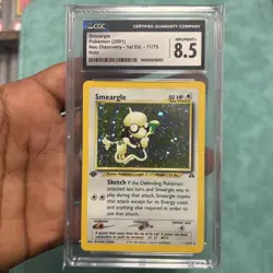 SWIRL! 2001 POKEMON 1ST EDITION NEO DISCOVERY #11/75 SMEARGLE CGC 8.5 NM/MINT+ - Image 1