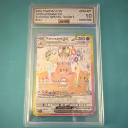 Pokemon TCG Palossand ex 221/191 Sv08 Surging Sparks Secret Rare Holo AGS 10 - Image 1