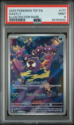2024 POKEMON TEF EN-TEMPORAL FORCES ILLUSTRATION RARE #177 GASTLY PSA 9 - Image 1