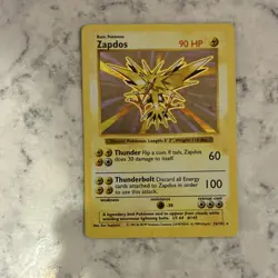 Pokemon Zapdos Holo Rare Base Set (Shadowless) 90 HP 16/102 English TCG - Image 1