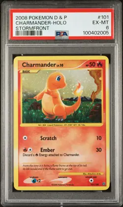 2008 POKEMON DIAMOND & PEARL STORMFRONT #101 CHARMANDER-HOLO PSA 6 - Image 1