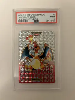 1996 POKEMON JPN BANDAI CARDDASS VENDING #6 CHARIZARD PRISM PSA 9 - Image 1