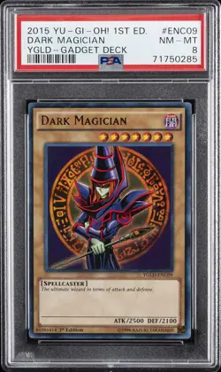 2015 YU-GI-OH! YUGI'S LEGEND DECK: GADGET DECK 1ST ED #ENC09 DARK MAGICIAN PSA 8 - Image 1