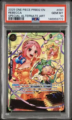 One Piece Card Game - Rebecca (SP) OP05-091 Premium Booster Vol.2 Foil PSA 10 - Image 1