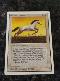 Pearled Unicorn - Magic the Gathering MTG Unlimited Edition Single Nice! - Image 1