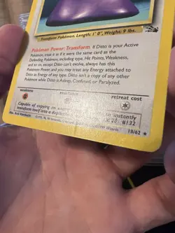 Ditto 18/62 Rare Fossil Unlimited Pokemon LP - Image 3