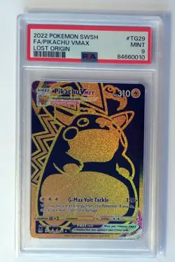 2022 POKEMON SWORD & SHIELD LOST ORIGIN #TG29 FULL ART/ PIKACHU VMAX PSA 9 - Image 1