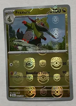 Pokemon Black Bolt Fraxure 069/086 (Master Ball Pattern) Reverse Holo NM - Image 2