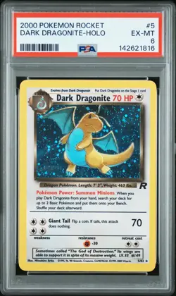 2000 POKEMON ROCKET #5 DARK DRAGONITE-HOLO PSA 6 - Image 1
