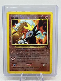 Pokemon TCG Entei Wizards Black Star Promos 34 Reverse Cosmos Holo 2001 HP POOR - Image 1