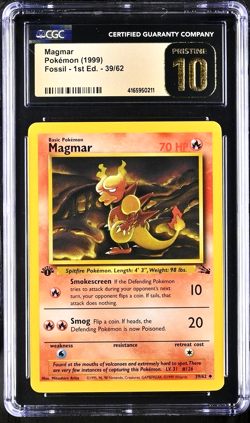 Magmar 39/62 1st Edition Pokemon Fossil CGC Pristine 10 - Image 1
