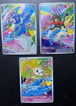 Pokemon First Partner Illustration Collection | Gen 7 Starters Set Of 3 - Image 1