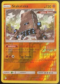 Stakataka Reverse Holo Rare 106/214 Pokemon TCG Sun & Moon Unbroken Bonds - Image 1