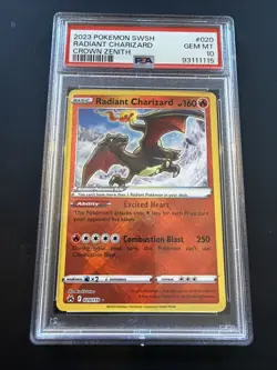 Radiant Charizard 020/159 Crown Zenith Holo Rare Pokemon TCG - PSA 10 Gem Mint - Image 1