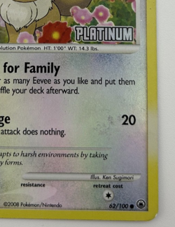 Pokemon - Eevee Platinum - 62/100 Burger King Promo Reverse Holo **LP** 2008 - Image 2