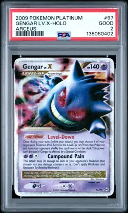2009 POKEMON PLATINUM ARCEUS #97 GENGAR LV.X-HOLO PSA 2 - Image 1