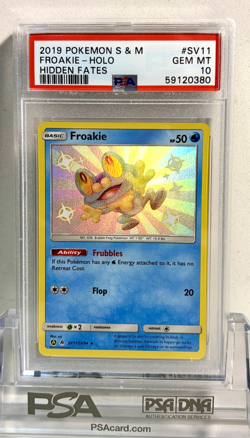 2019 POKEMON SUN & MOON HIDDEN FATES #SV11 FROAKIE BABY SHINY HOLO RARE - PSA 10 - Image 1