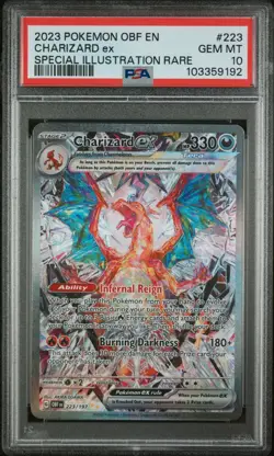 PSA 10 GEM MINT Charizard ex SIR 223/197 Obsidian Flames Pokemon 2023 - Image 1