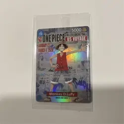 Bandai One Piece CCG Monkey.D.Luffy US Voyage Promo Full Art Holo Card D-10 - Image 1