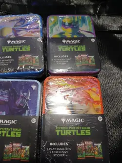 Magic The Gathering Teenage Mutant Ninja Turtles 3-Play Booster Tin Lot of 5 - Image 2