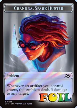 Emblem Chandra Spark Hunter&Vehicle 2Sided 13&12 MTG Aetherdrift Token NP Foil - Image 1