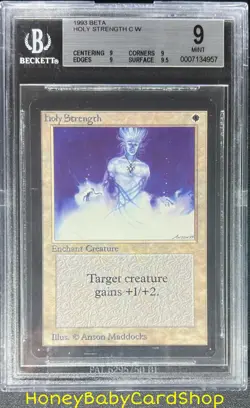 MTG Limited Edition Beta 1993 Holy Strength BGS 9.0Q+ (Quad+) MINT 93/94 - Image 1