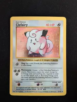Clefairy Holo Rare Shadowless Card 5/102 Base Set Pokemon TCG - Image 1