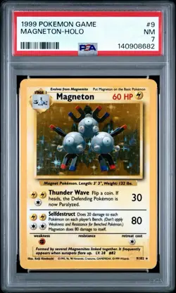 1999 Pokemon Magneton 009/102 Base Set Holo PSA 7 - Image 1
