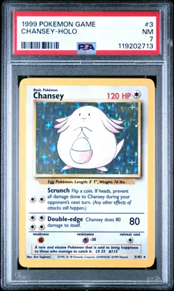 1999 Pokemon Base Set Chansey Holo #3 Unlimited PSA 7 WOTC Vintage - Image 1