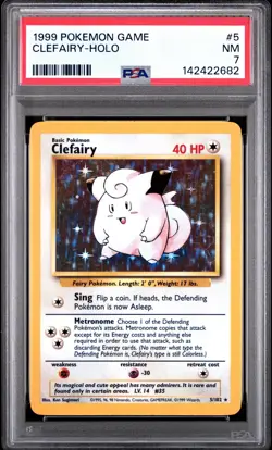 1999 Pokemon Base Set Unlimited #5 Clefairy Holo PSA 7 NM NEAR MINT - Image 1