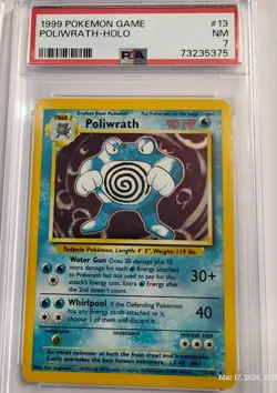 Poliwrath 13/102 Unlimited Base Set Holo, Historically Significant Pokemon, PSA7 - Image 3