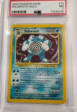 Poliwrath 13/102 Unlimited Base Set Holo, Historically Significant Pokemon, PSA7 - Image 5