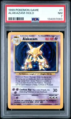 1999 POKEMON BASE SET UNLIMITED #1 ALAKAZAM-HOLO PSA 7 - Image 1