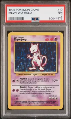 Pokemon TCG Mewtwo Base Set 10/102 Holo Unlimited Holo Rare PSA 7 - Image 1