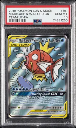 2019 POKEMON SUN & MOON TEAM UP #161 FULL ART/MAGIKARP & WAILORD GX PSA 10 - Image 1