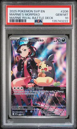 2025 POKEMON SVP EN-SV BLACK STAR PROMO #206 MARNIE'S MORPEKO PSA 10 - Image 1