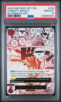 2025 ONE PIECE OP11-A FIST OF DIVINE SPEED ALTERNATE ART HONESTY IMPACT PSA 10 - Image 1