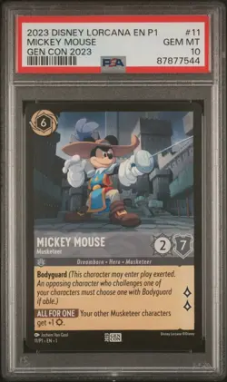 Disney Lorcana - Mickey Mouse Musketeer GEN CON Promo 11/P1 PSA 10 GEM MINT - Image 3