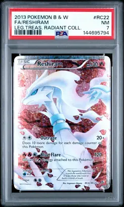 2013 POKEMON B&W LEGEND TREASURES RADIANT COLLECTION FULL ART/RESHIRAM PSA 7 - Image 1