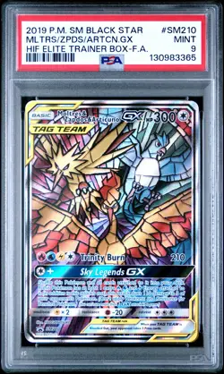 2019 POKEMON SM BLACK STAR PROMO FULL ART/MOLTRES & ZAPDOS & ARTICUNO GX PSA 9 - Image 1