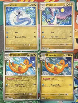Pokemon SV 151 Dratini 147 Dragonair 148 Dragonite 149/165 Reverse Holo/ Holo - Image 1