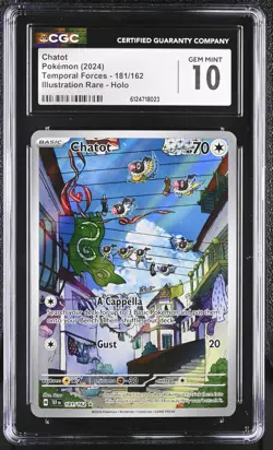 Pokemon Chatot 181/162 SV05: Temporal Forces Illustration Rare Holo CGC 10 2024 - Image 1