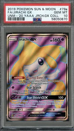 2019 Pokemon S&M Unified Minds Black Star Promo Jirachi GX Full Art #79a PSA 10 - Image 1